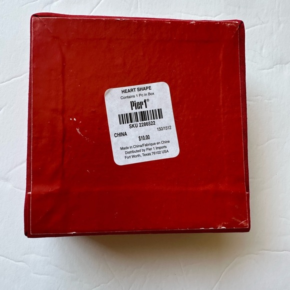Pier 1 Li Bien Heart Shape Glass Ornament JOY NOEL 2008 Original Red Box - Picture 9 of 9